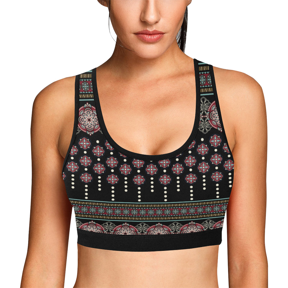 Ethnic Dot Style Print Pattern Sports Bra