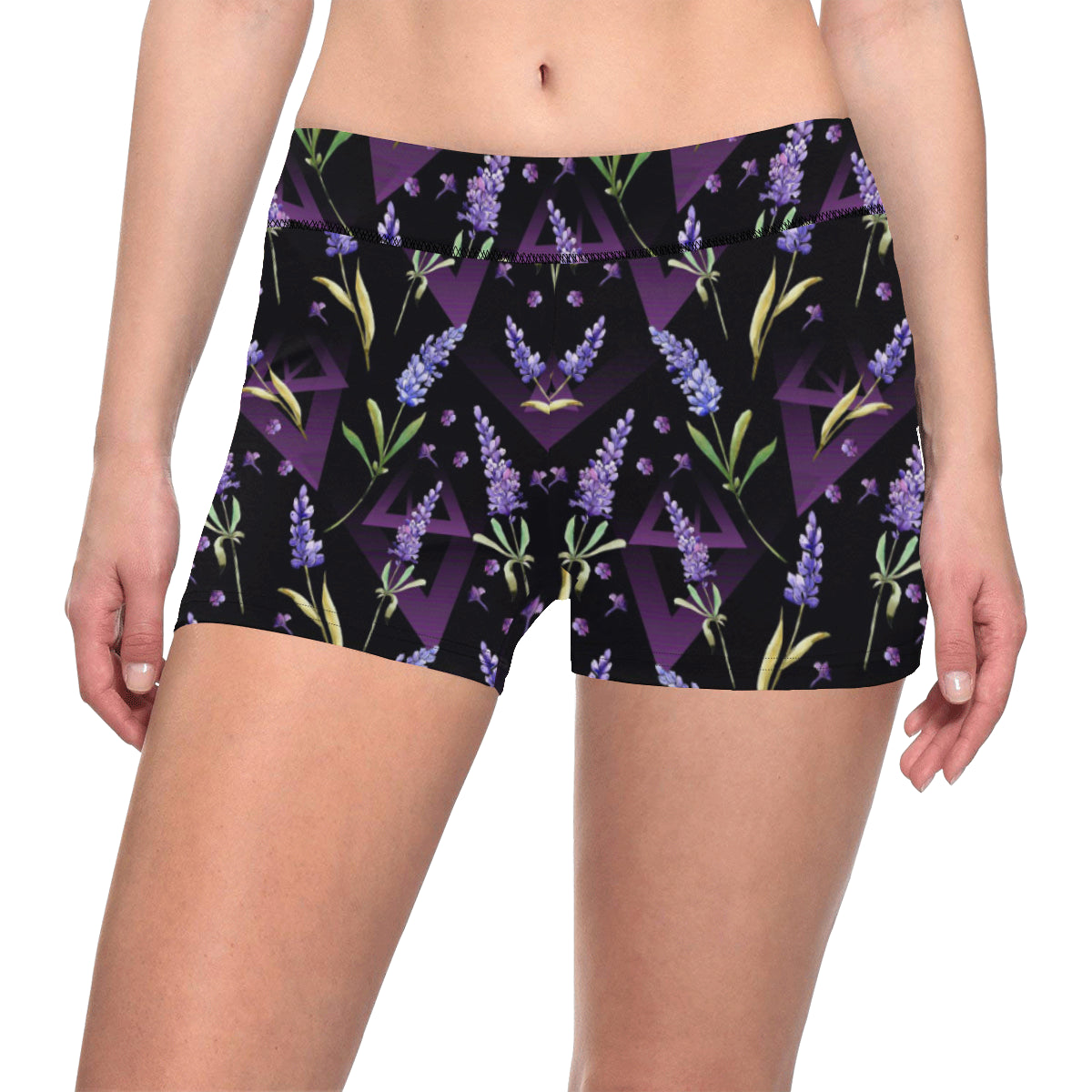 Lavender Pattern Print Design LV07 Yoga Shorts