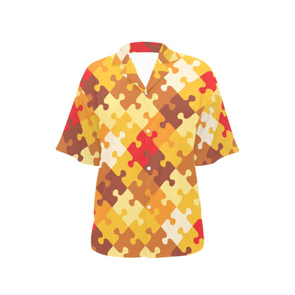Puzzle Pattern Print Design A01 Women's Hawaiian Shirt