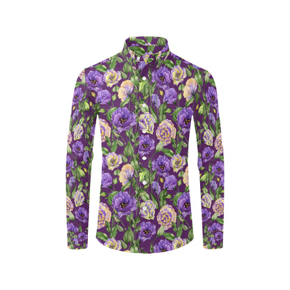 Lisianthus Pattern Print Design LT03 Men's Long Sleeve Shirt