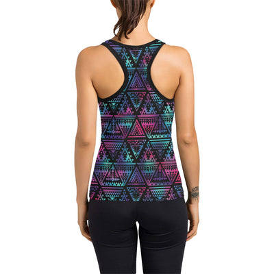 Tribal aztec Dark Multicolor Women's Racerback Tank Top