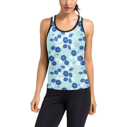 Morning Glory Pattern Print Design MG07 Women's Racerback Tank Top