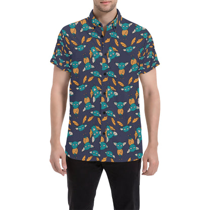 Bat Pattern Print Design 07 Men's Short Sleeve Button Up Shirt
