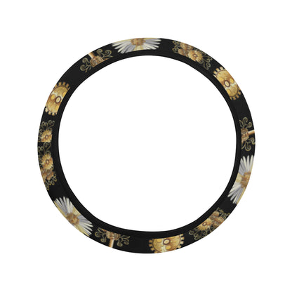 Steampunk Dragonfly Design Themed Print Steering Wheel Cover with Elastic Edge