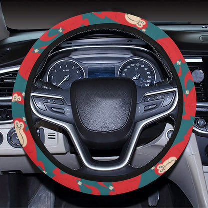 Chimpanzee Pattern Print Design 04 Steering Wheel Cover with Elastic Edge