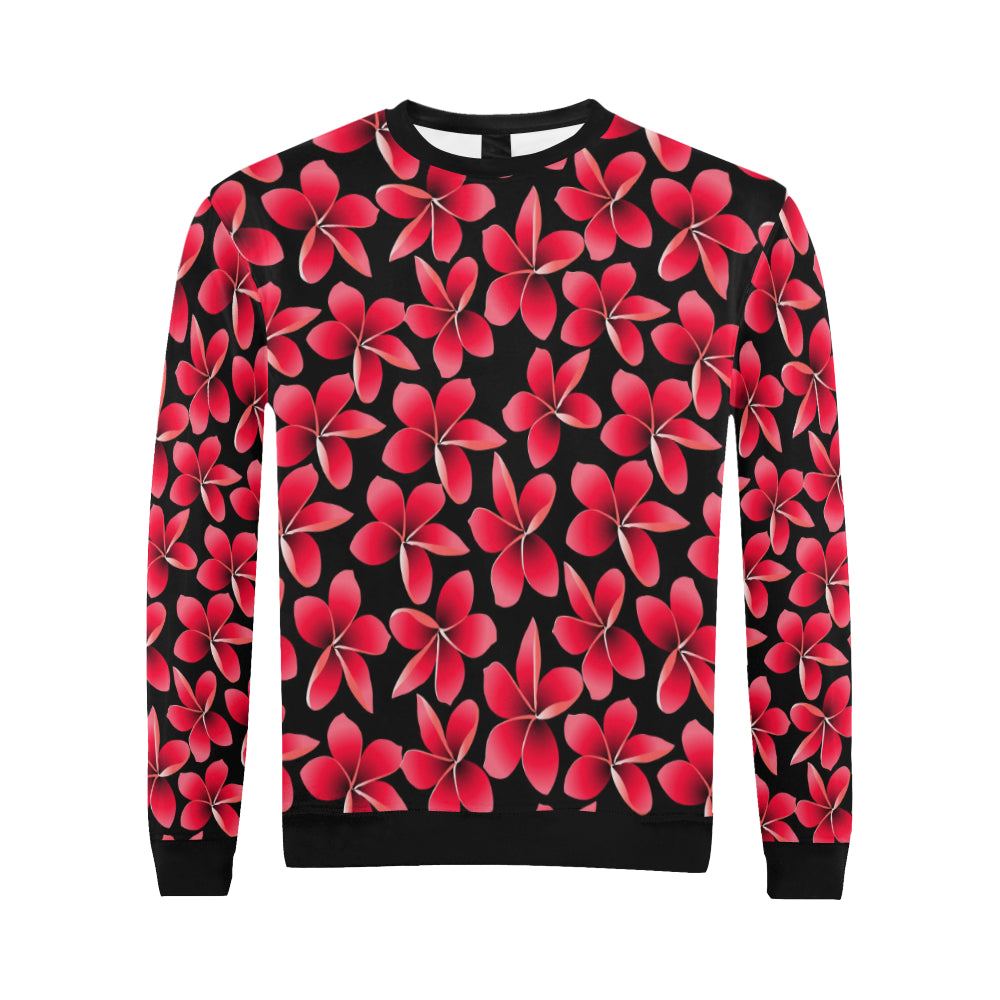 Red Plumeria Pattern Print Design PM025 Men Long Sleeve Sweatshirt