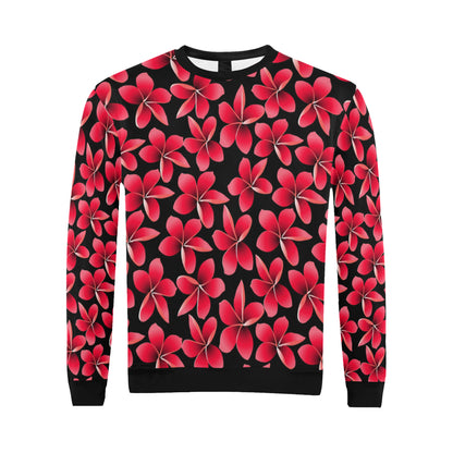 Red Plumeria Pattern Print Design PM025 Men Long Sleeve Sweatshirt