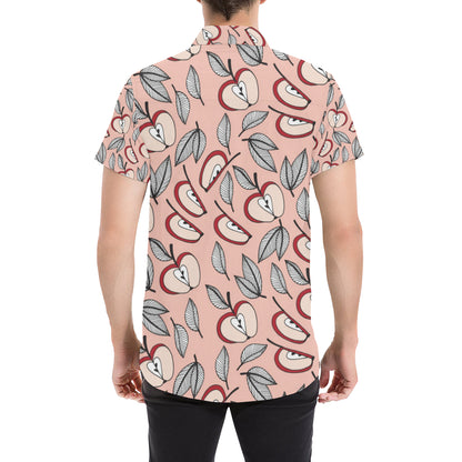 Apple Pattern Print Design AP04 Men's Short Sleeve Button Up Shirt