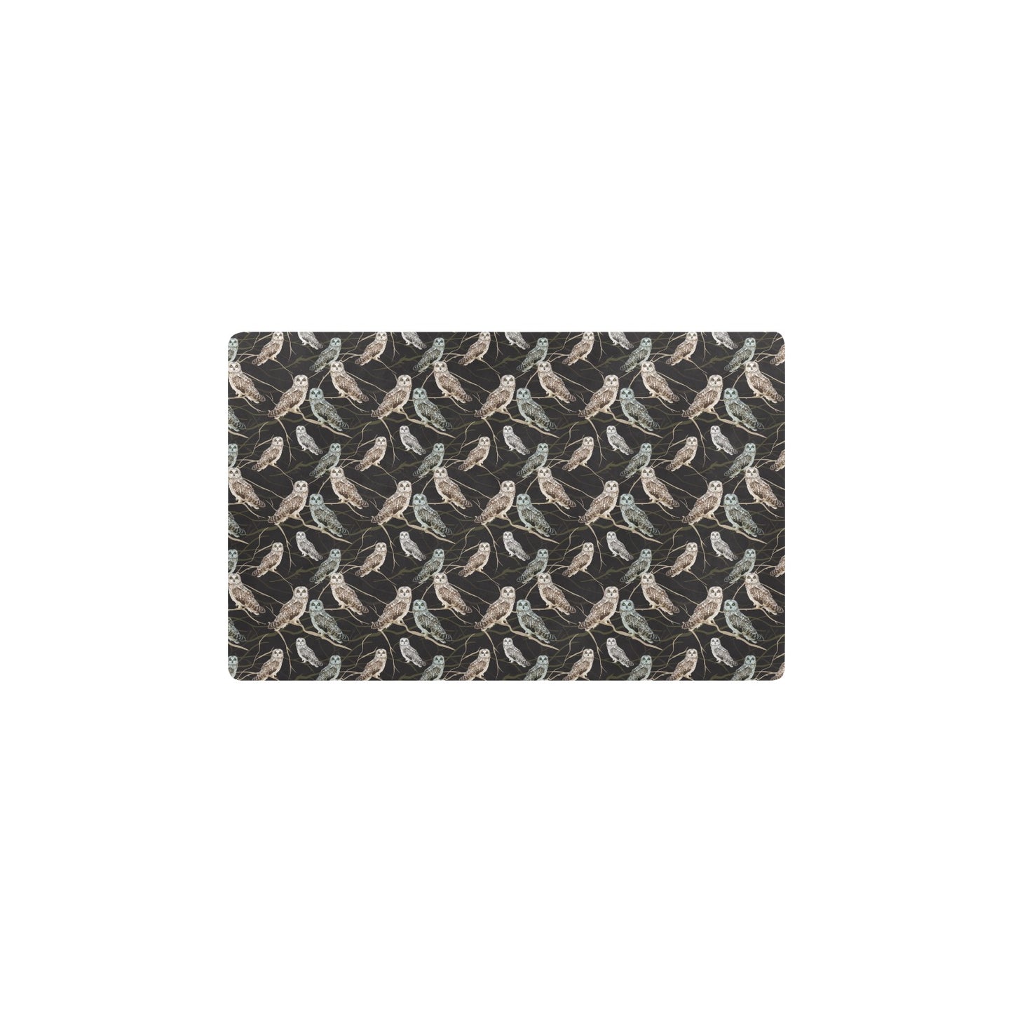 Owl Branch Themed Design Print Kitchen Mat