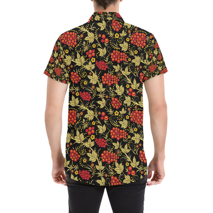 Cranberry Pattern Print Design CB02 Men's Short Sleeve Button Up Shirt