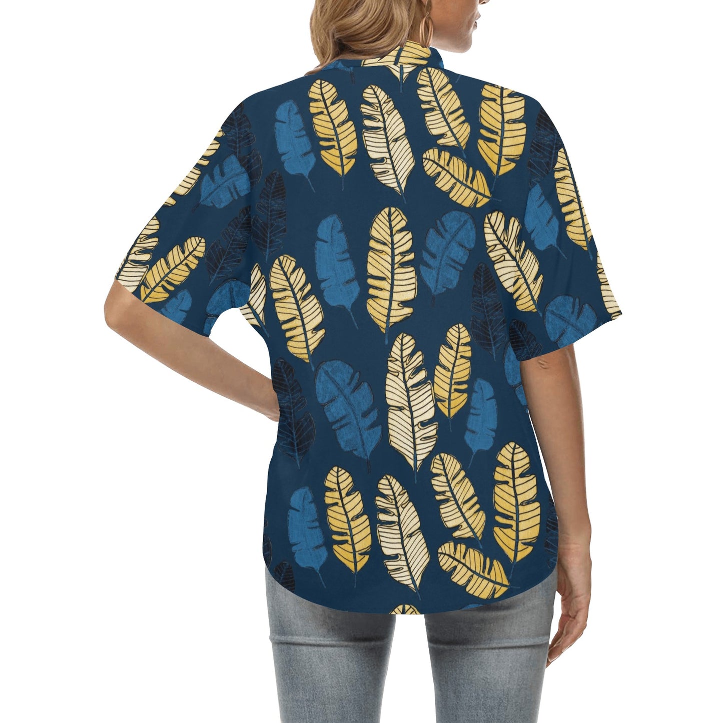 Banana Leaf Pattern Print Design BL09 Women's Hawaiian Shirt