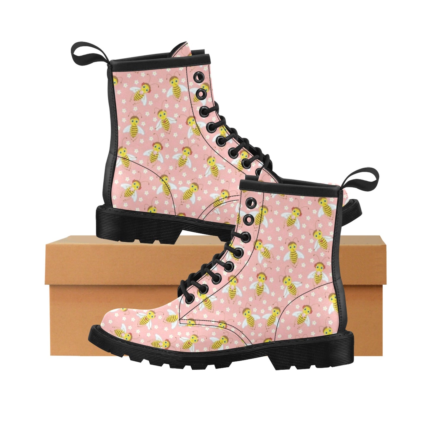 Bee Pattern Print Design BEE07 Women's Boots