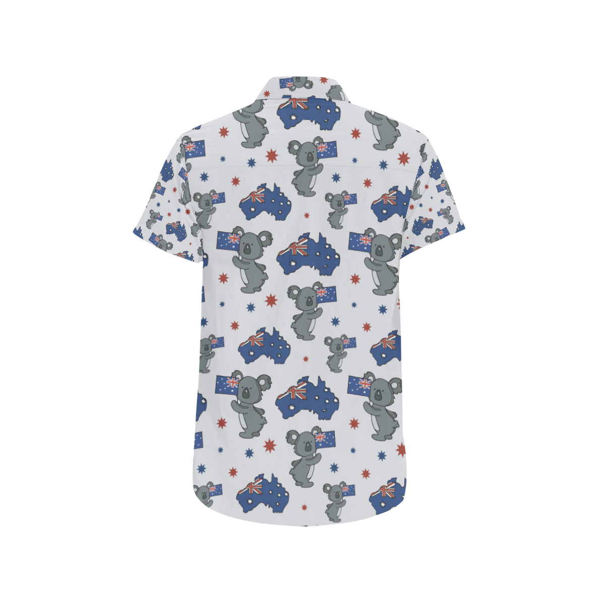 Koala Australia Day Themed Design Men's Short Sleeve Button Up Shirt