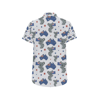 Koala Australia Day Themed Design Men's Short Sleeve Button Up Shirt