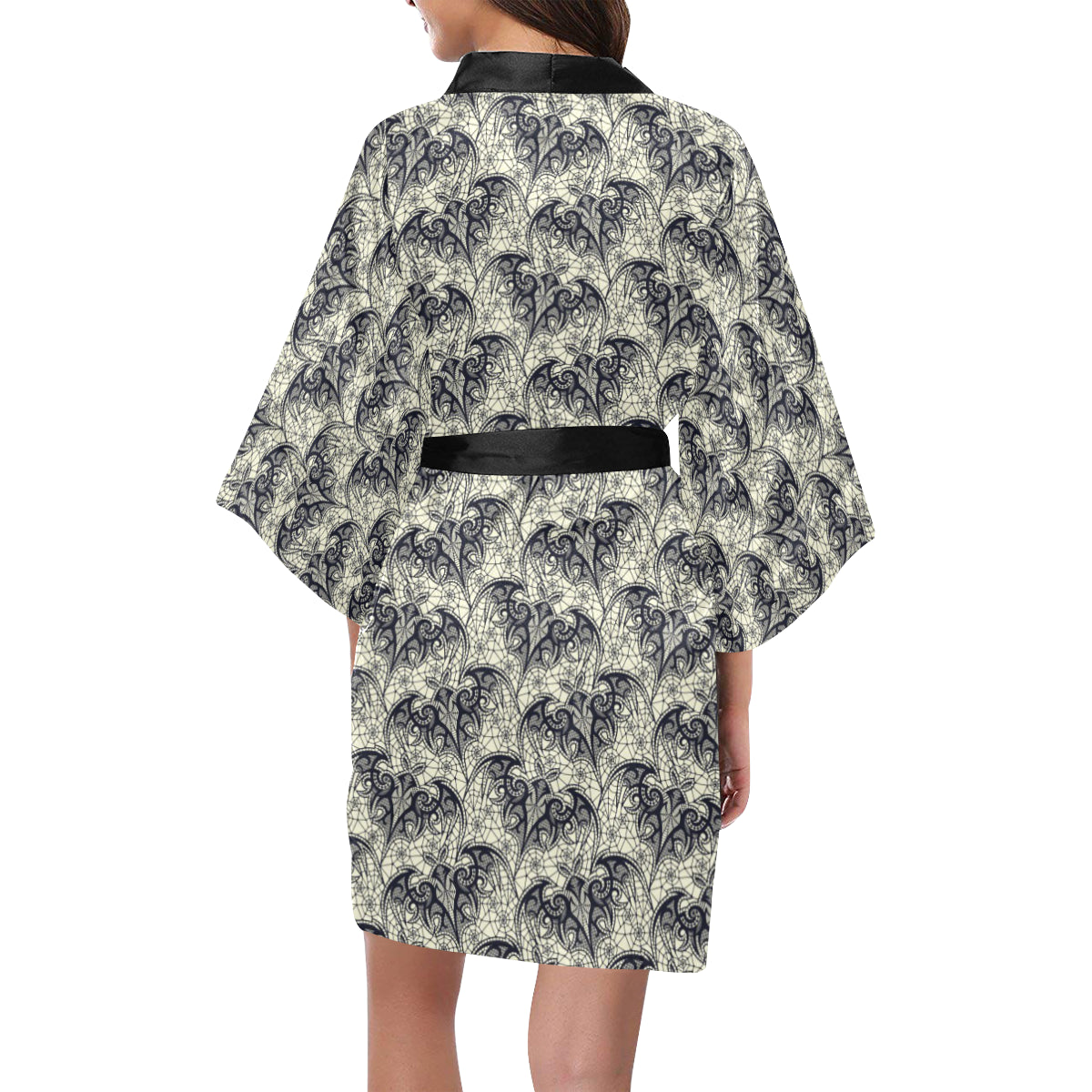 Bat Tribal Pattern Print Design 06 Women's Short Kimono
