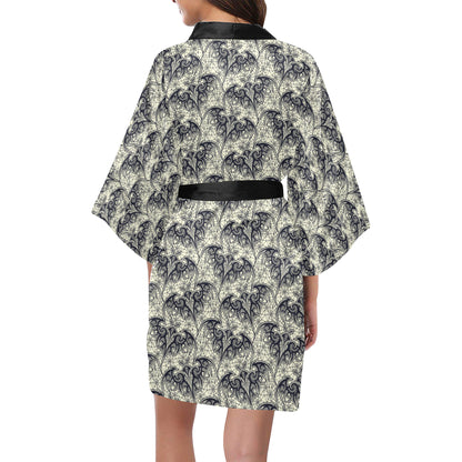 Bat Tribal Pattern Print Design 06 Women's Short Kimono