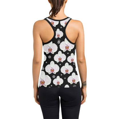 Orchid White Pattern Print Design OR09 Women's Racerback Tank Top