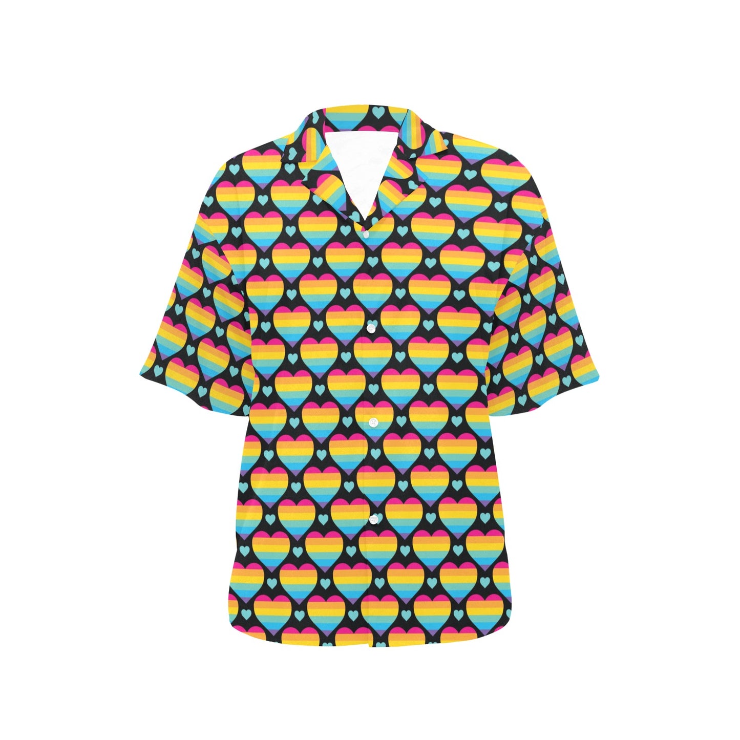 Rainbow Heart Print Pattern Women's Hawaiian Shirt