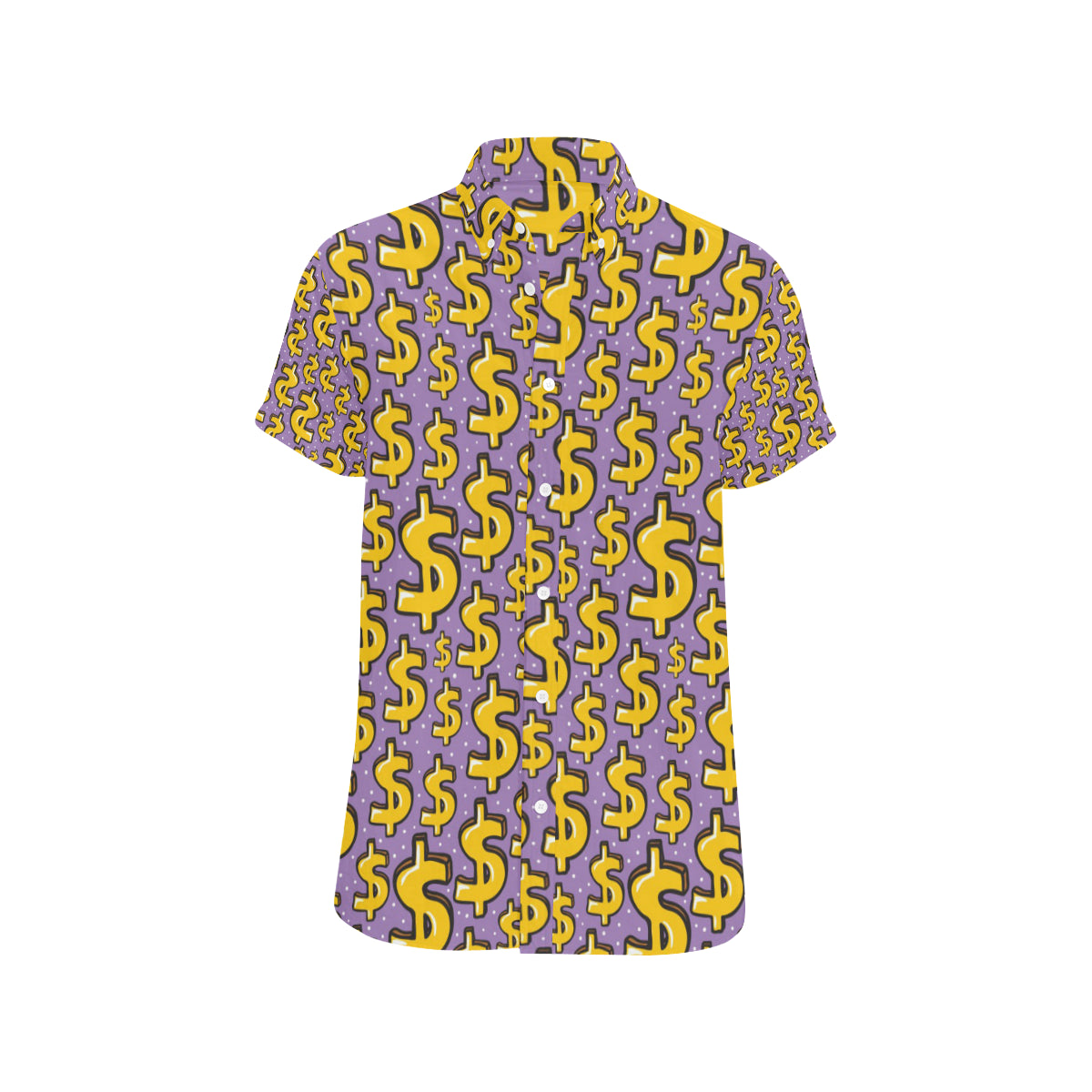 Dollar Pattern Print Design DO01 Men's Short Sleeve Button Up Shirt