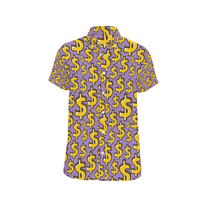 Dollar Pattern Print Design DO01 Men's Short Sleeve Button Up Shirt
