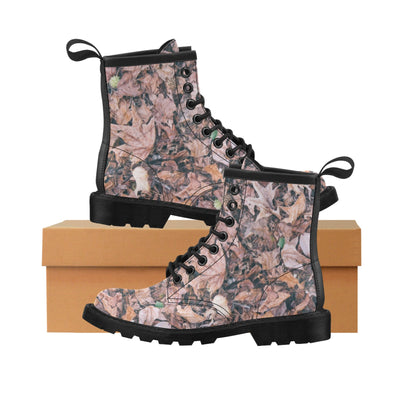 Camouflage Realistic Tree Leaf Print Women's Boots