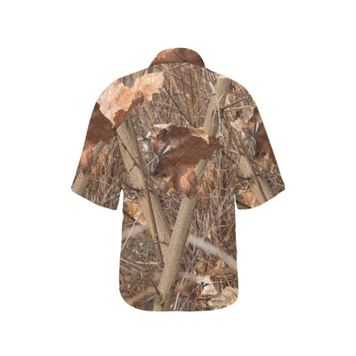 Camo Realistic Tree Forest Autumn Print Women's Hawaiian Shirt