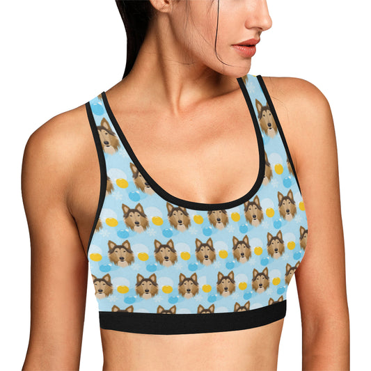 Collies Pattern Print Design 02 Sports Bra