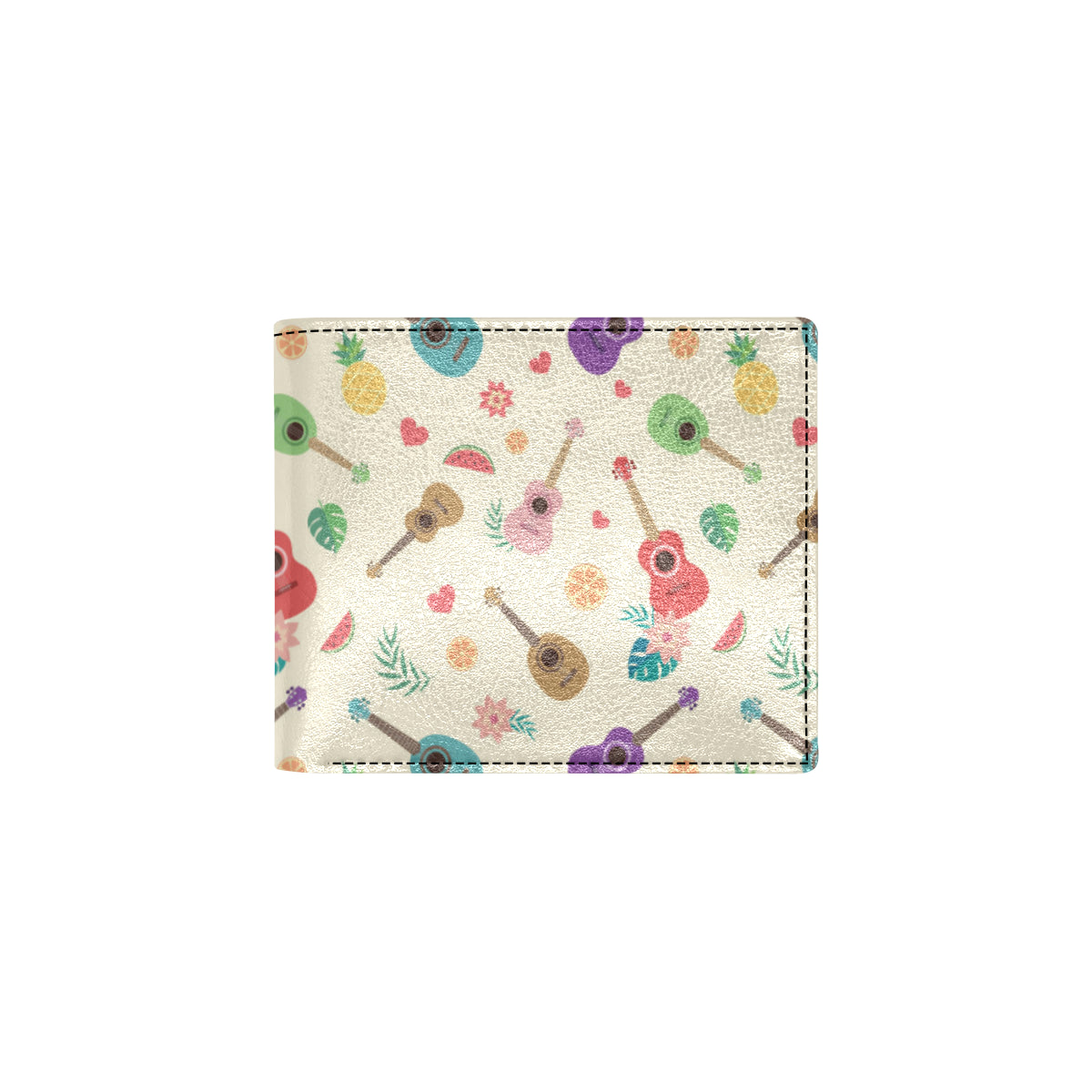 Ukulele Pattern Print Design 01 Men's ID Card Wallet