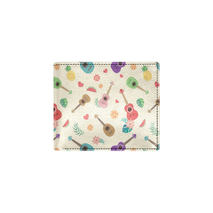 Ukulele Pattern Print Design 01 Men's ID Card Wallet