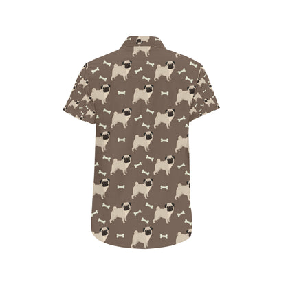 Pug Pattern Print Design A02 Men's Short Sleeve Button Up Shirt
