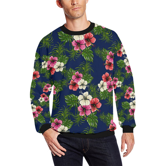 Hibiscus Pattern Print Design HB028 Men Long Sleeve Sweatshirt