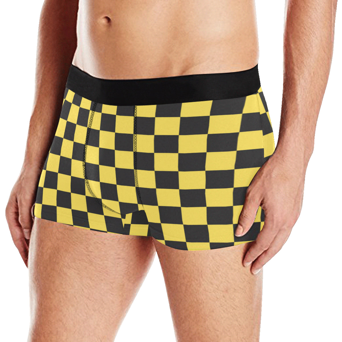 Checkered Yellow Pattern Print Design 03 Men's Boxer Briefs