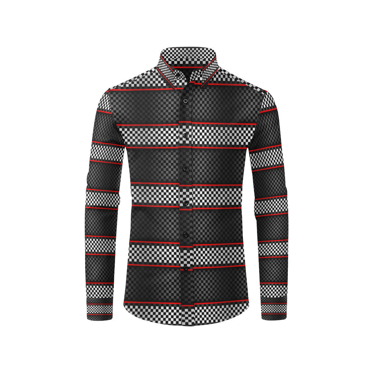 Checkered Flag Red Line Style Men's Long Sleeve Shirt