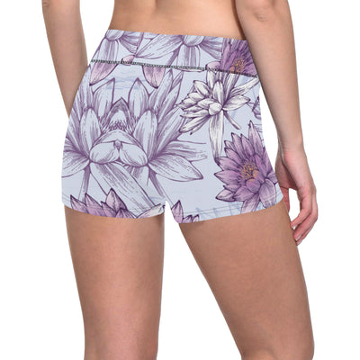 Water Lily Pattern Print Design WL01 Yoga Shorts