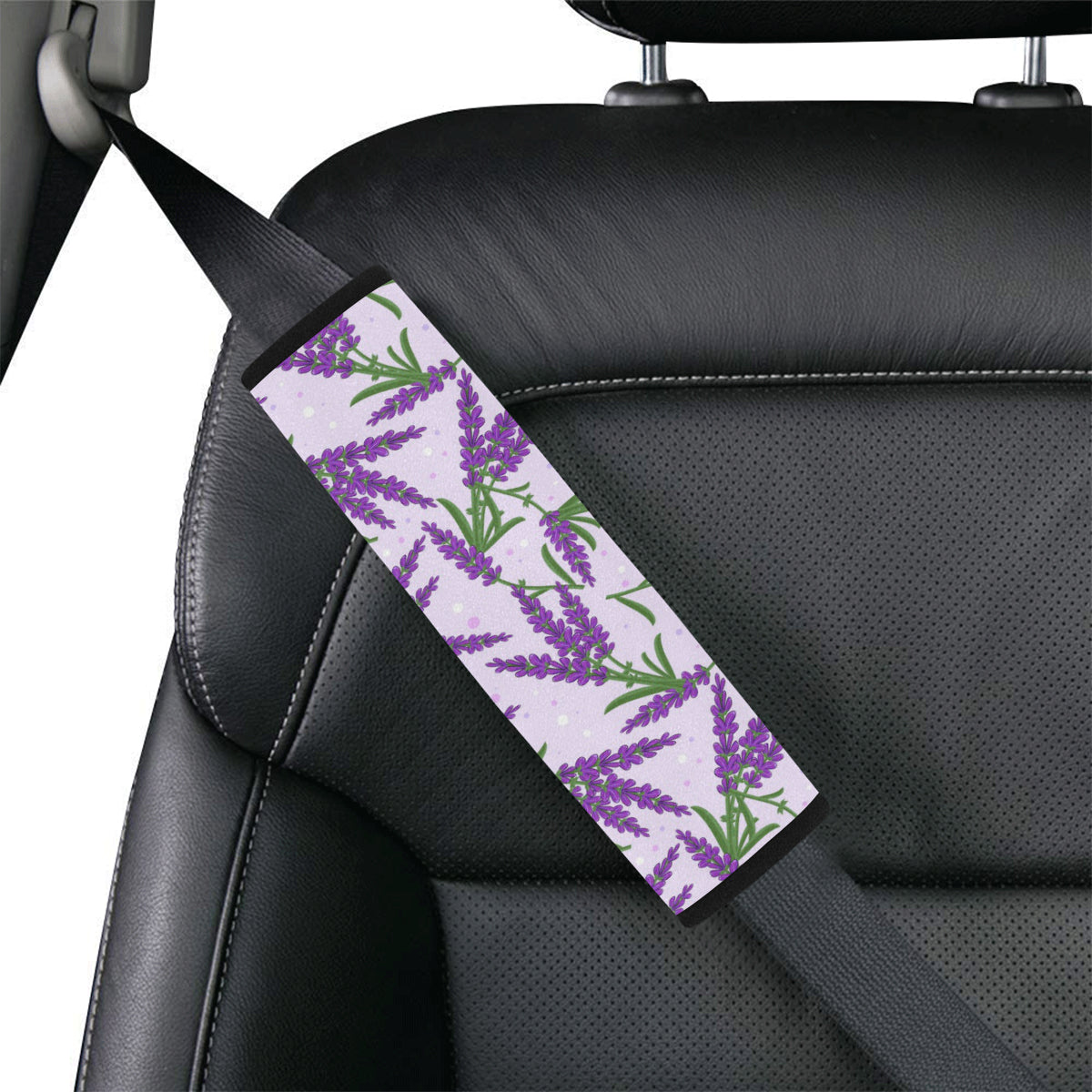 Lavender Pattern Print Design LV02 Car Seat Belt Cover