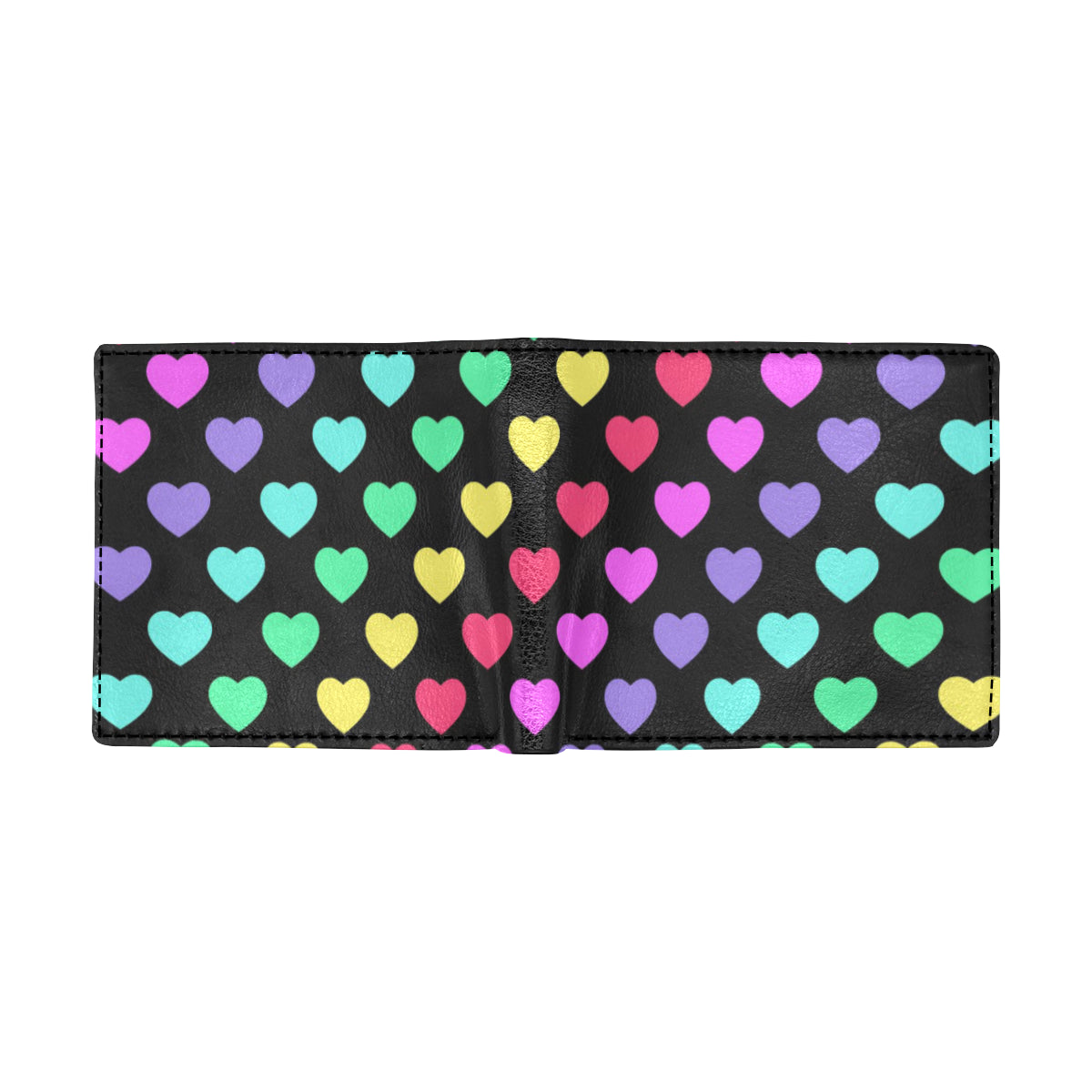 Heart Rainbow Pattern Print Design HE02 Men's ID Card Wallet