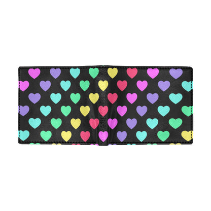 Heart Rainbow Pattern Print Design HE02 Men's ID Card Wallet