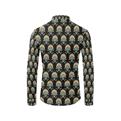 American indian Skull Pattern Men's Long Sleeve Shirt