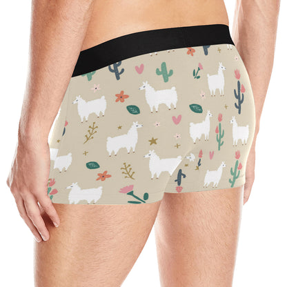 Llama Cactus Pattern Print Design 09 Men's Boxer Briefs