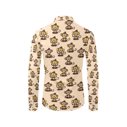 Monkey Pattern Print Design 03 Men's Long Sleeve Shirt