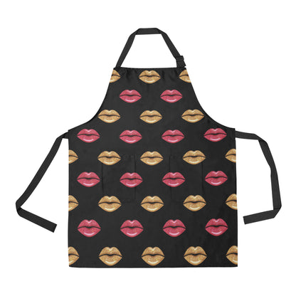 Lip Pattern Print Design 03 Apron with Pocket