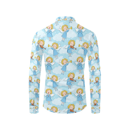 Angel Musician Pattern Print Design 09 Men's Long Sleeve Shirt