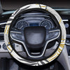 Gold Glitter Tropical Palm Leaves Steering Wheel Cover with Elastic Edge