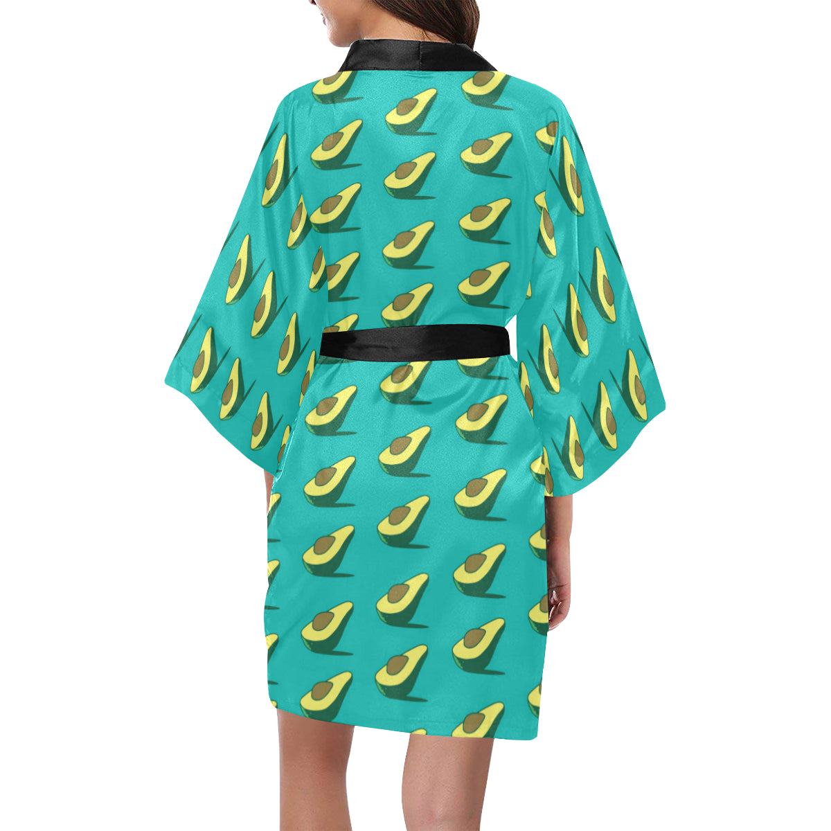 Avocado Pattern Print Design 03 Women's Short Kimono