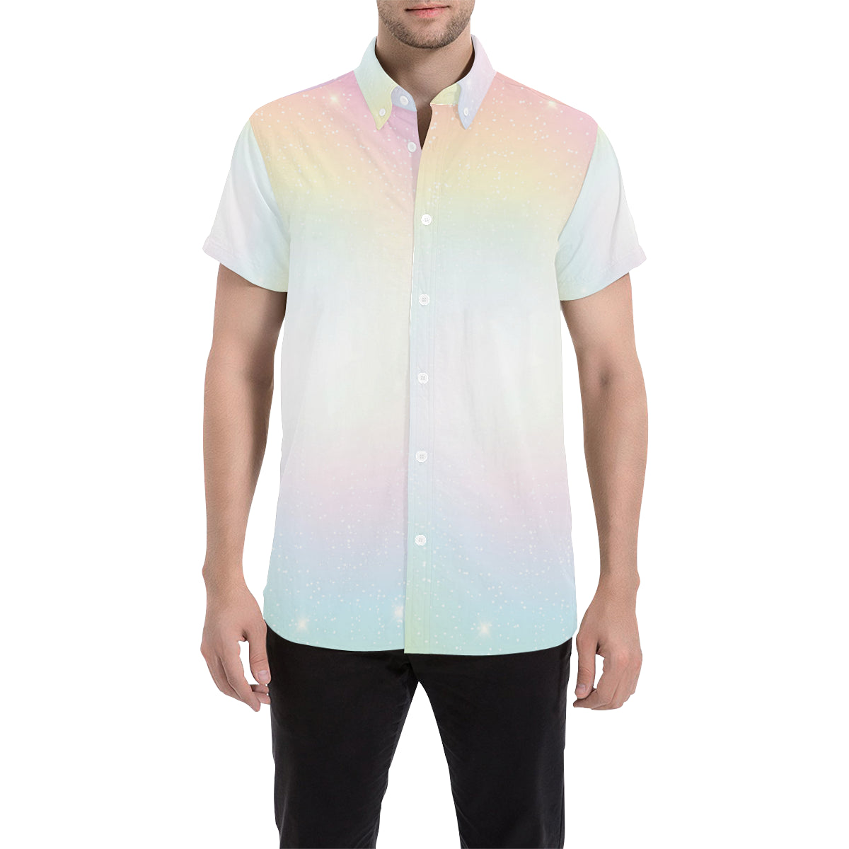 Nebula Pattern Print Design A02 Men's Short Sleeve Button Up Shirt