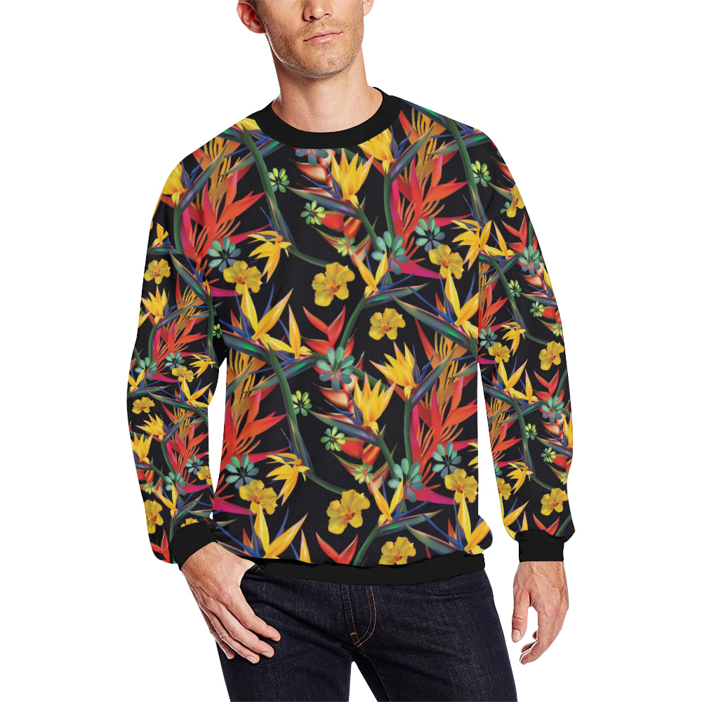 Bird Of Paradise Pattern Print Design BOP016 Men Long Sleeve Sweatshirt