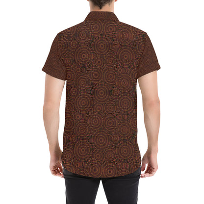 Aboriginal Pattern Print Design 02 Men's Short Sleeve Button Up Shirt