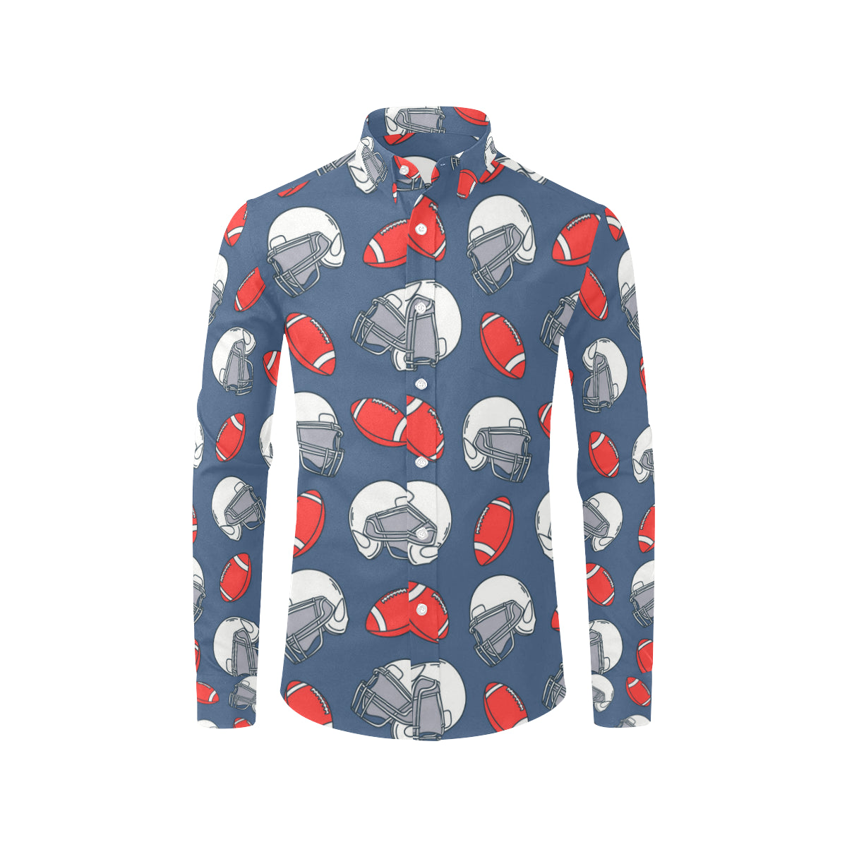 American Football Helmet Design Pattern Men's Long Sleeve Shirt