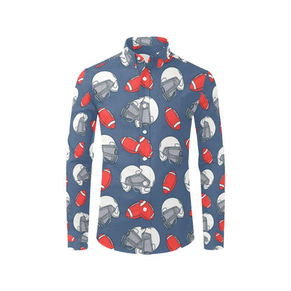 American Football Helmet Design Pattern Men's Long Sleeve Shirt