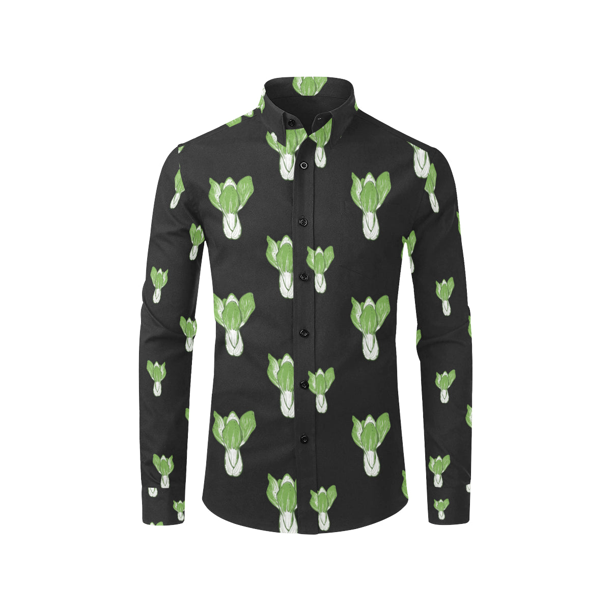 Kale Pattern Print Design 02 Men's Long Sleeve Shirt